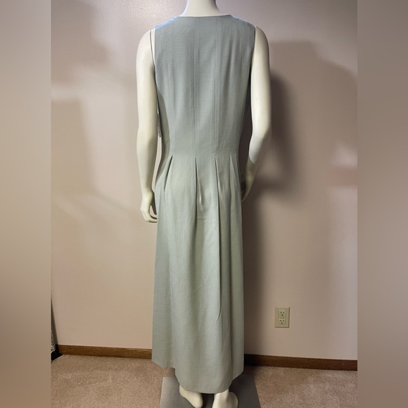 Vintage Bentley Womens Dress NWT Size 12 Button Sleeveless Long Sage Green/White - Picture 2 of 8